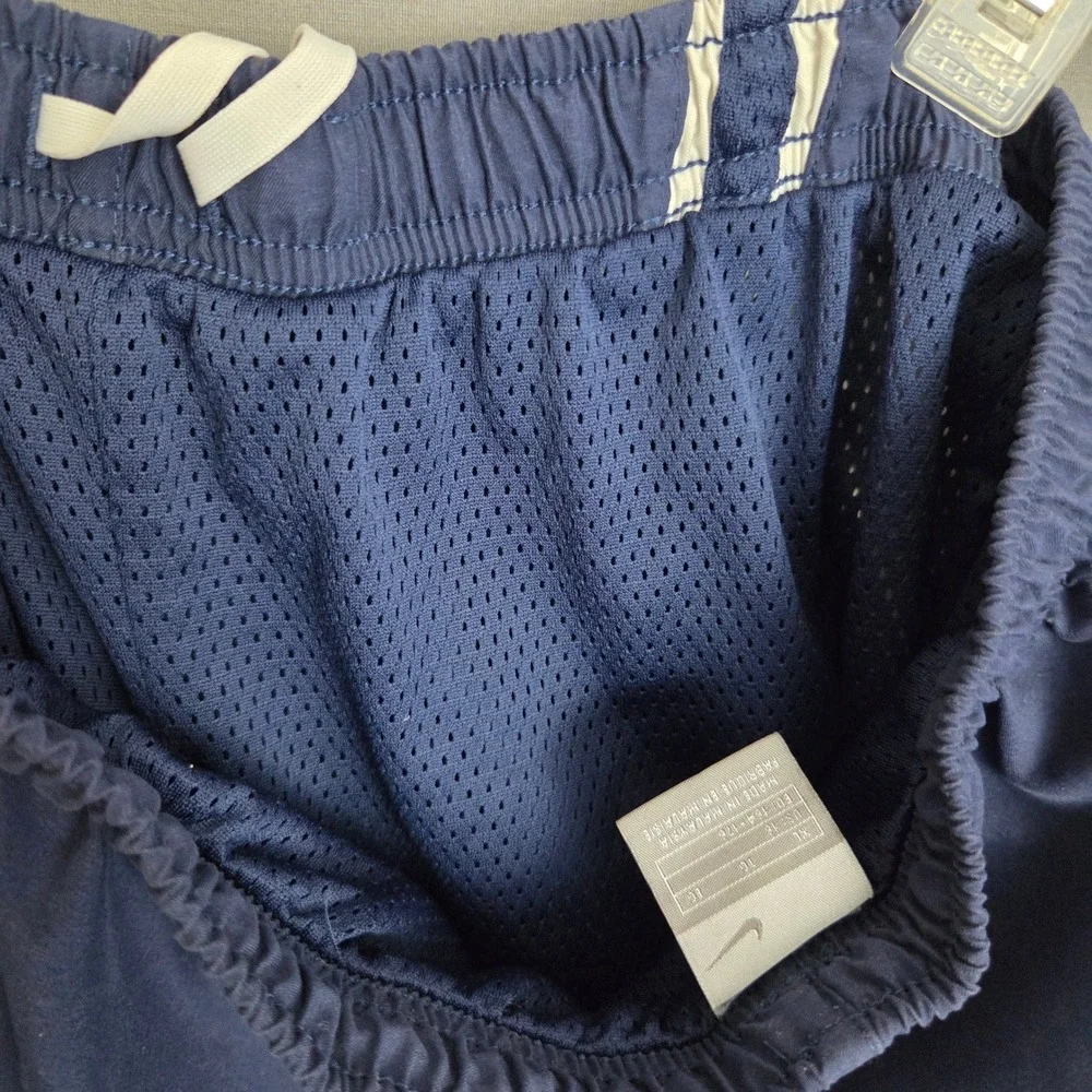 Vintage 90s Nike Navy Blue Track Pants White Side Stripe Mesh Lined Boys XL